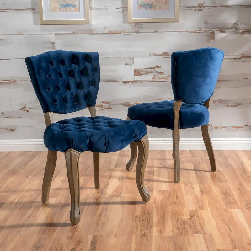 Bates Tufted Grey Fabric Dining Chairs (Set of 2)