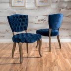 Bates Tufted Grey Fabric Dining Chairs (Set of 2)