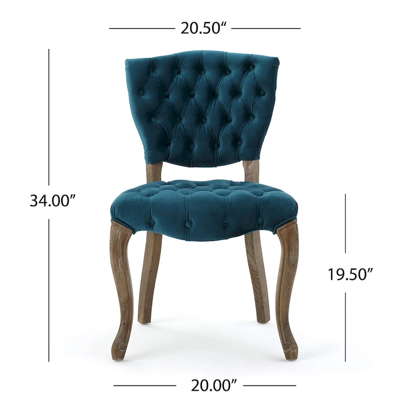 Bates Tufted Grey Fabric Dining Chairs (Set of 2)