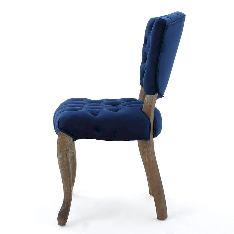 Bates Tufted Grey Fabric Dining Chairs (Set of 2)