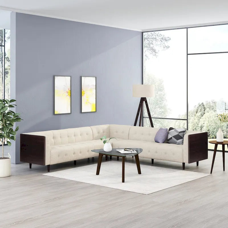 Clermont Mid-century Tufted Sectional Sofa by Christopher Knight Home - 114.00  L x 114.00  W x 30.75  H