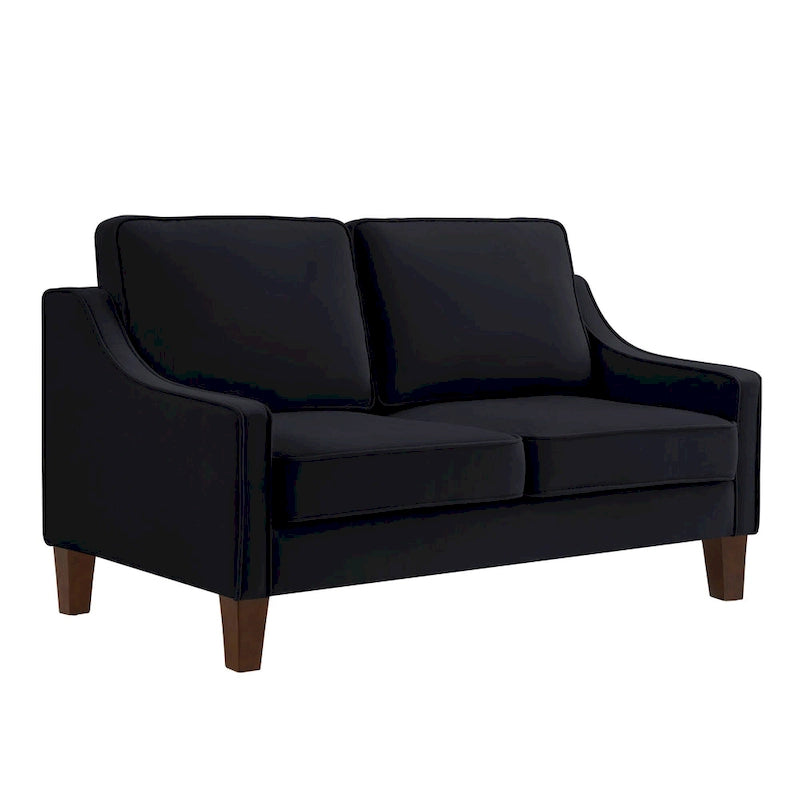 Modern Velvet Loveseat Sofa with Wooden Legs - 29.00 x 51.50 x 34.25
