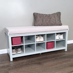 John Louis Home Solid Wood Shoe Storage Bench Grey