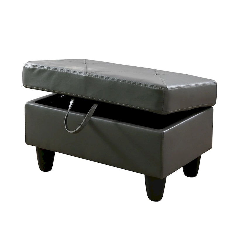 Leather Square Storage Ottoman for Living Room