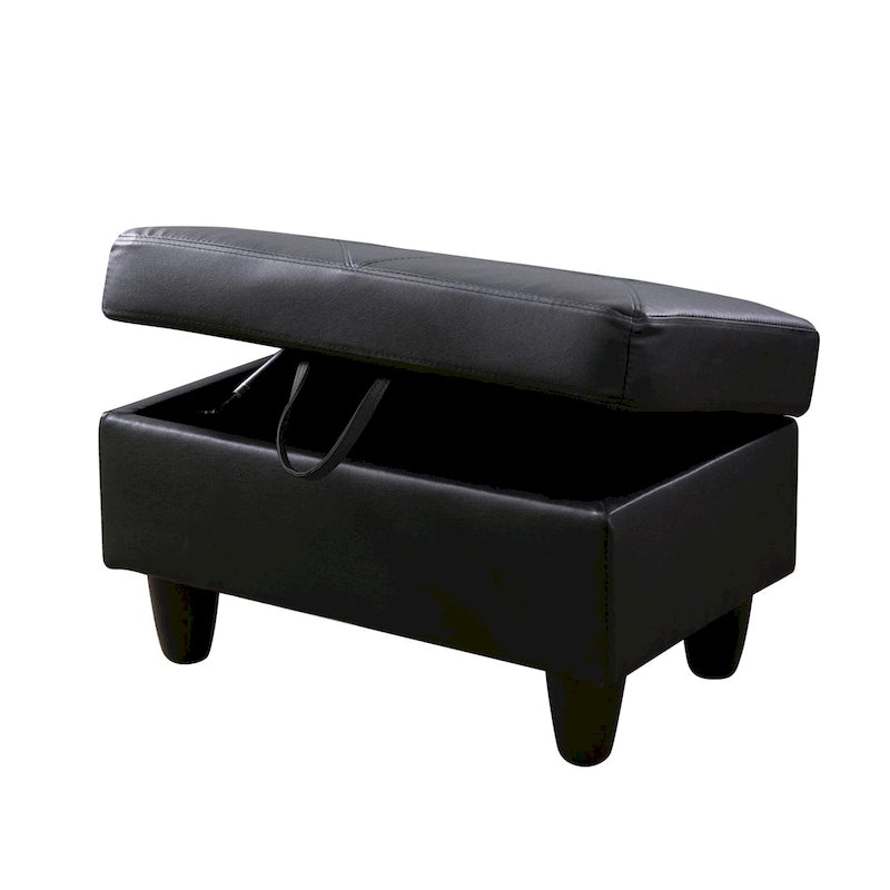 Leather Square Storage Ottoman for Living Room