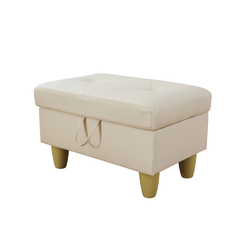 Leather Square Storage Ottoman for Living Room