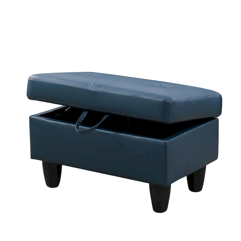 Leather Square Storage Ottoman for Living Room