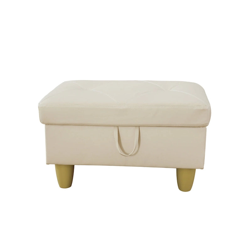 Leather Square Storage Ottoman for Living Room