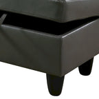 Leather Square Storage Ottoman for Living Room
