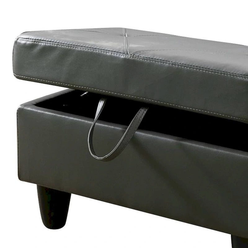 Leather Square Storage Ottoman for Living Room