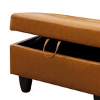 Leather Square Storage Ottoman for Living Room
