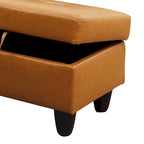 Leather Square Storage Ottoman for Living Room