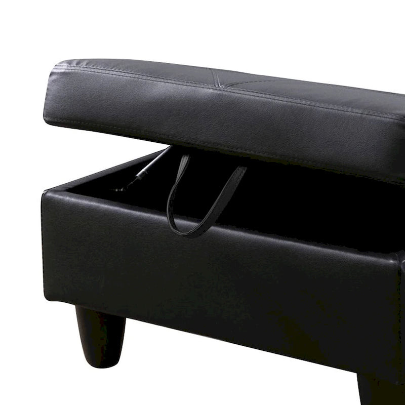 Leather Square Storage Ottoman for Living Room