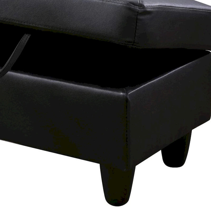 Leather Square Storage Ottoman for Living Room