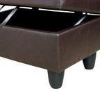 Leather Square Storage Ottoman for Living Room