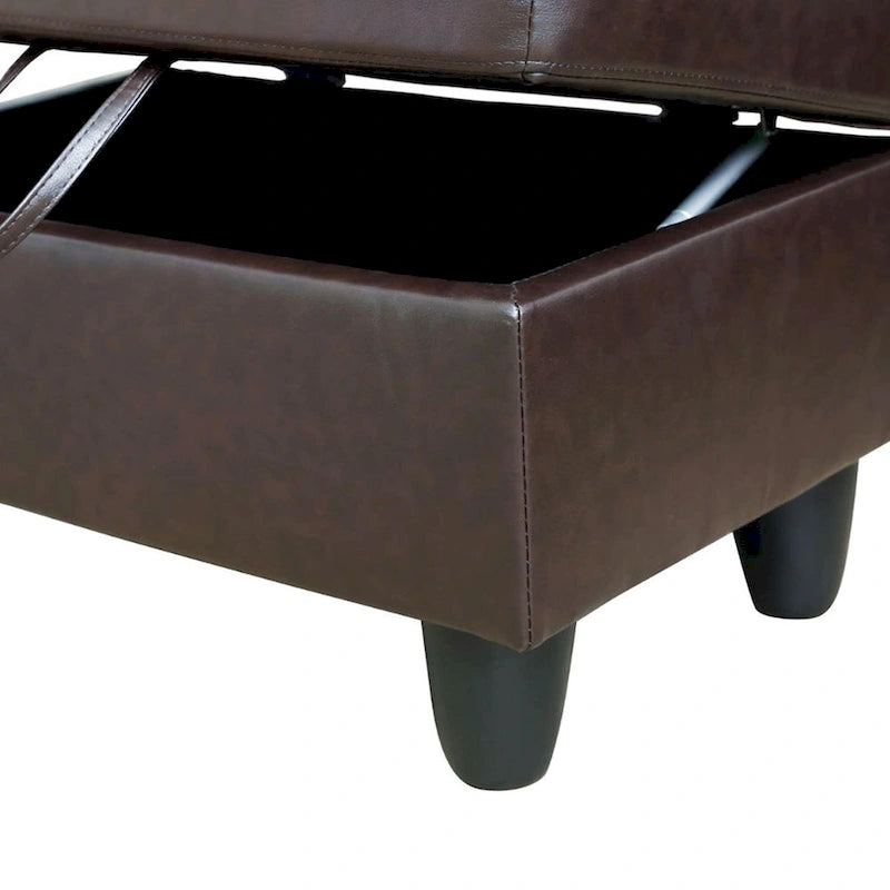 Leather Square Storage Ottoman for Living Room
