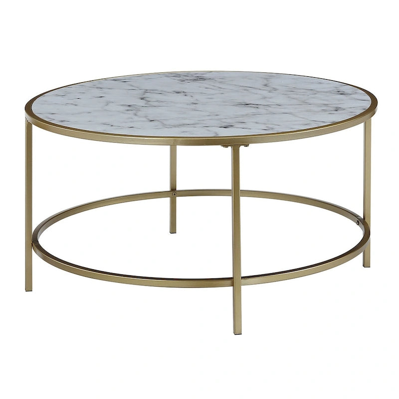 Convenience Concepts Gold Coast Faux Marble Round Coffee Table