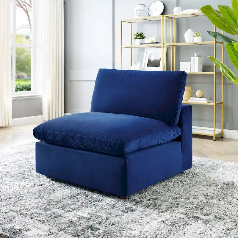 Commix Down Filled Overstuffed Performance Velvet Armless Chair