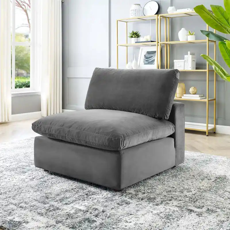 Commix Down Filled Overstuffed Performance Velvet Armless Chair
