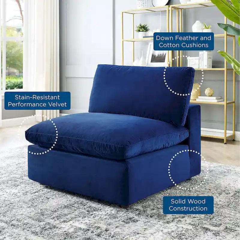 Commix Down Filled Overstuffed Performance Velvet Armless Chair