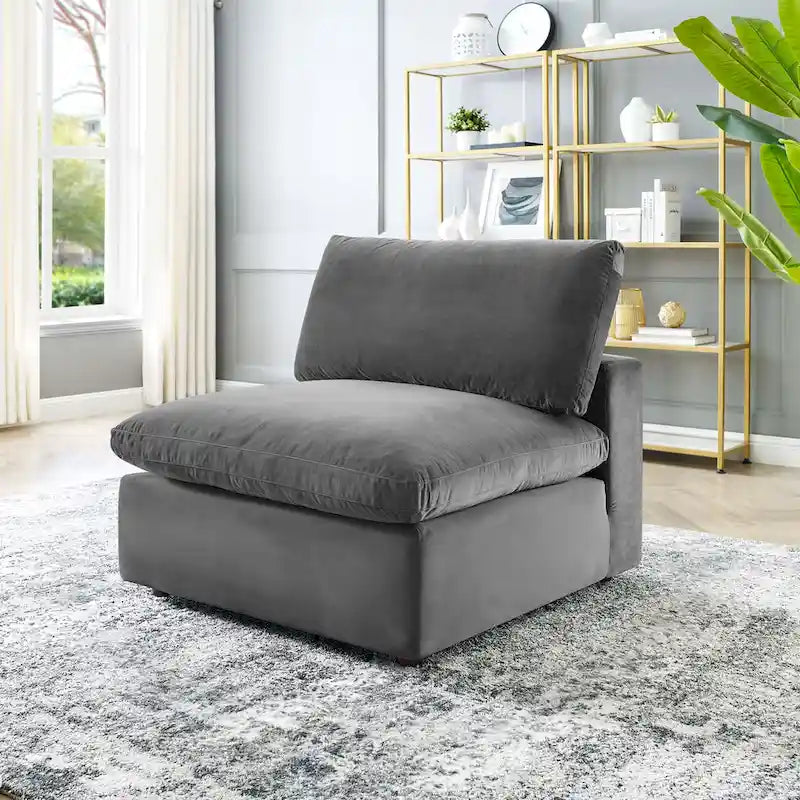 Commix Down Filled Overstuffed Performance Velvet Armless Chair