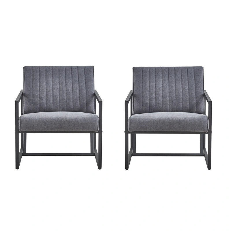 Mid Century Modern Accent Chair with Metal Frame, PU Leather Single Sofa, Reading Armchair for Living Room, Bedroom, Cafe