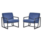 Mid Century Modern Accent Chair with Metal Frame, PU Leather Single Sofa, Reading Armchair for Living Room, Bedroom, Cafe