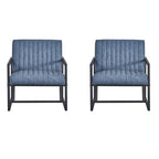 Mid Century Modern Accent Chair with Metal Frame, PU Leather Single Sofa, Reading Armchair for Living Room, Bedroom, Cafe