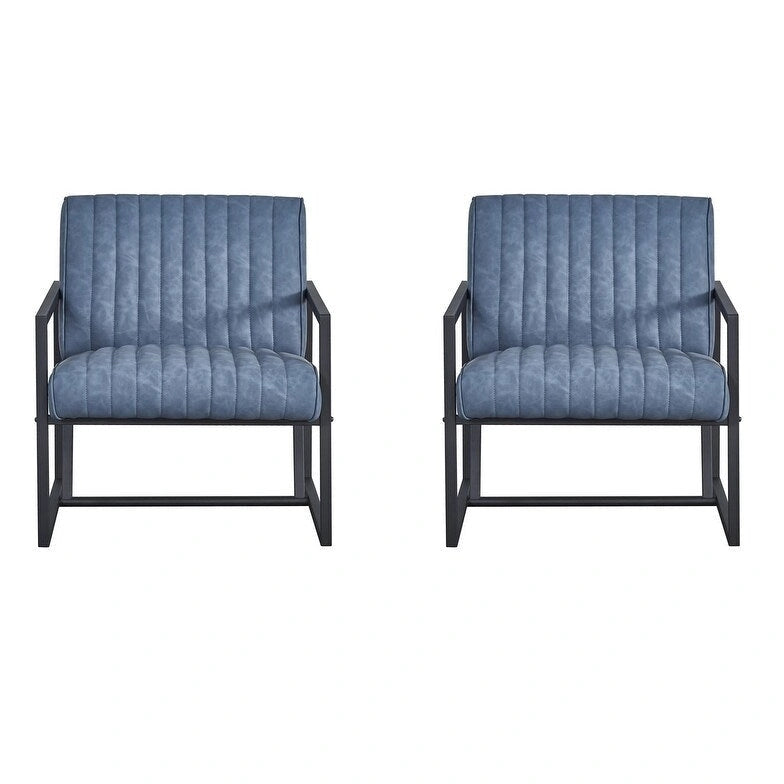 Mid Century Modern Accent Chair with Metal Frame, PU Leather Single Sofa, Reading Armchair for Living Room, Bedroom, Cafe