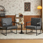Mid Century Modern Accent Chair with Metal Frame, PU Leather Single Sofa, Reading Armchair for Living Room, Bedroom, Cafe