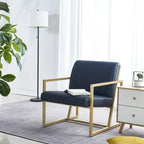 Mid Century Modern Accent Chair with Metal Frame, PU Leather Single Sofa, Reading Armchair for Living Room, Bedroom, Cafe