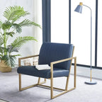 Mid Century Modern Accent Chair with Metal Frame, PU Leather Single Sofa, Reading Armchair for Living Room, Bedroom, Cafe