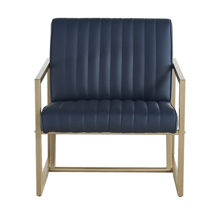 Mid Century Modern Accent Chair with Metal Frame, PU Leather Single Sofa, Reading Armchair for Living Room, Bedroom, Cafe