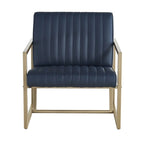 Mid Century Modern Accent Chair with Metal Frame, PU Leather Single Sofa, Reading Armchair for Living Room, Bedroom, Cafe