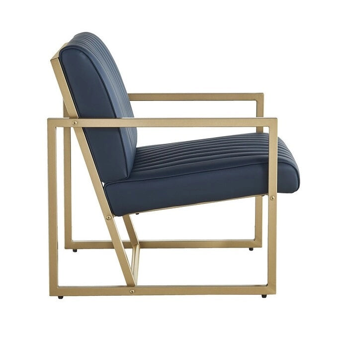 Mid Century Modern Accent Chair with Metal Frame, PU Leather Single Sofa, Reading Armchair for Living Room, Bedroom, Cafe