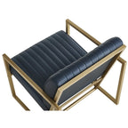 Mid Century Modern Accent Chair with Metal Frame, PU Leather Single Sofa, Reading Armchair for Living Room, Bedroom, Cafe