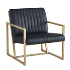 Mid Century Modern Accent Chair with Metal Frame, PU Leather Single Sofa, Reading Armchair for Living Room, Bedroom, Cafe