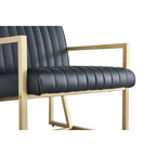 Mid Century Modern Accent Chair with Metal Frame, PU Leather Single Sofa, Reading Armchair for Living Room, Bedroom, Cafe