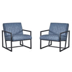 Mid Century Modern Accent Chair with Metal Frame, PU Leather Single Sofa, Reading Armchair for Living Room, Bedroom, Cafe