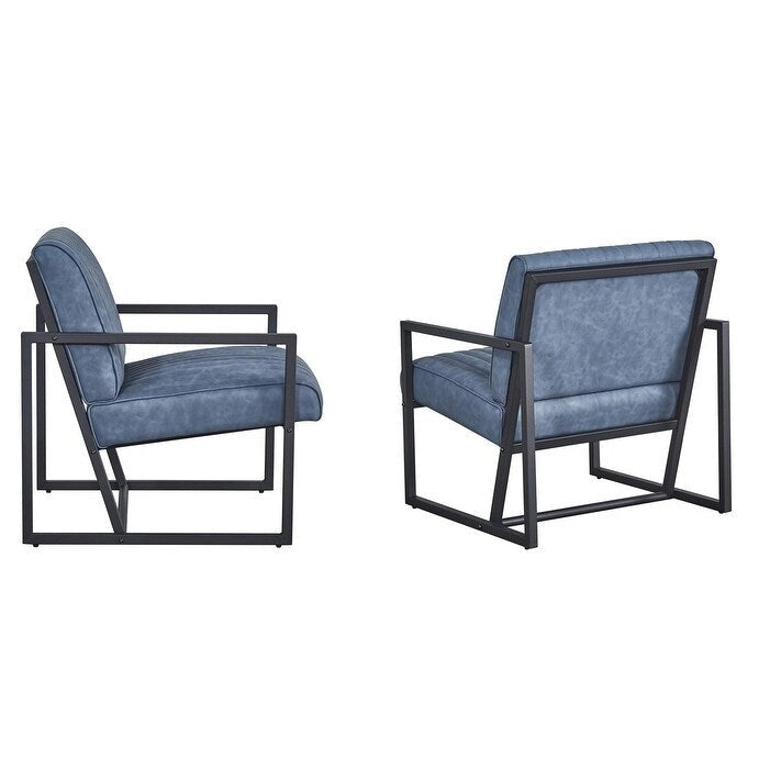 Mid Century Modern Accent Chair with Metal Frame, PU Leather Single Sofa, Reading Armchair for Living Room, Bedroom, Cafe