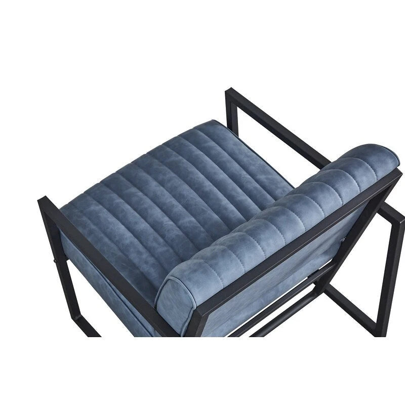 Mid Century Modern Accent Chair with Metal Frame, PU Leather Single Sofa, Reading Armchair for Living Room, Bedroom, Cafe