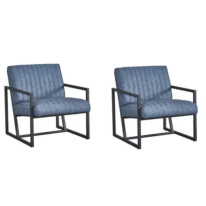 Mid Century Modern Accent Chair with Metal Frame, PU Leather Single Sofa, Reading Armchair for Living Room, Bedroom, Cafe