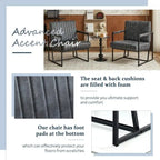 Mid Century Modern Accent Chair with Metal Frame, PU Leather Single Sofa, Reading Armchair for Living Room, Bedroom, Cafe