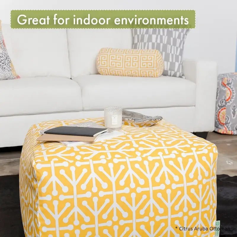 Majestic Home Goods Indoor Fusion Cotton Ottoman Pouf 27 in L x 27 in W x 17 in H