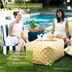 Majestic Home Goods Indoor Fusion Cotton Ottoman Pouf 27 in L x 27 in W x 17 in H