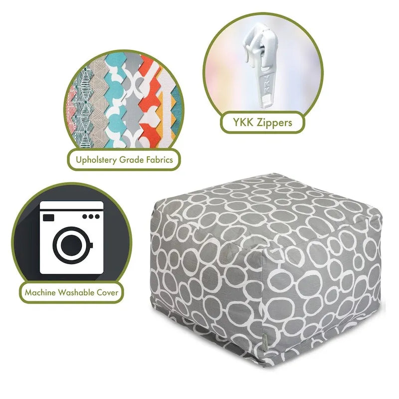 Majestic Home Goods Indoor Fusion Cotton Ottoman Pouf 27 in L x 27 in W x 17 in H
