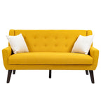 Modern Curved 63  Button Tufted Upholstered Loveseat with 2 Pillows