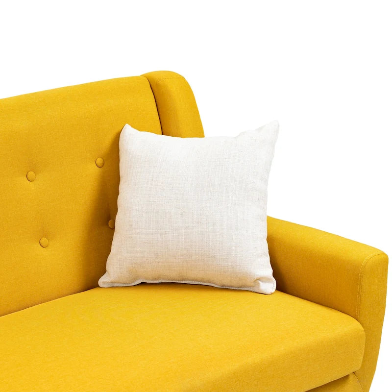 Modern Curved 63  Button Tufted Upholstered Loveseat with 2 Pillows
