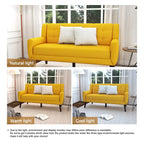 Modern Curved 63  Button Tufted Upholstered Loveseat with 2 Pillows