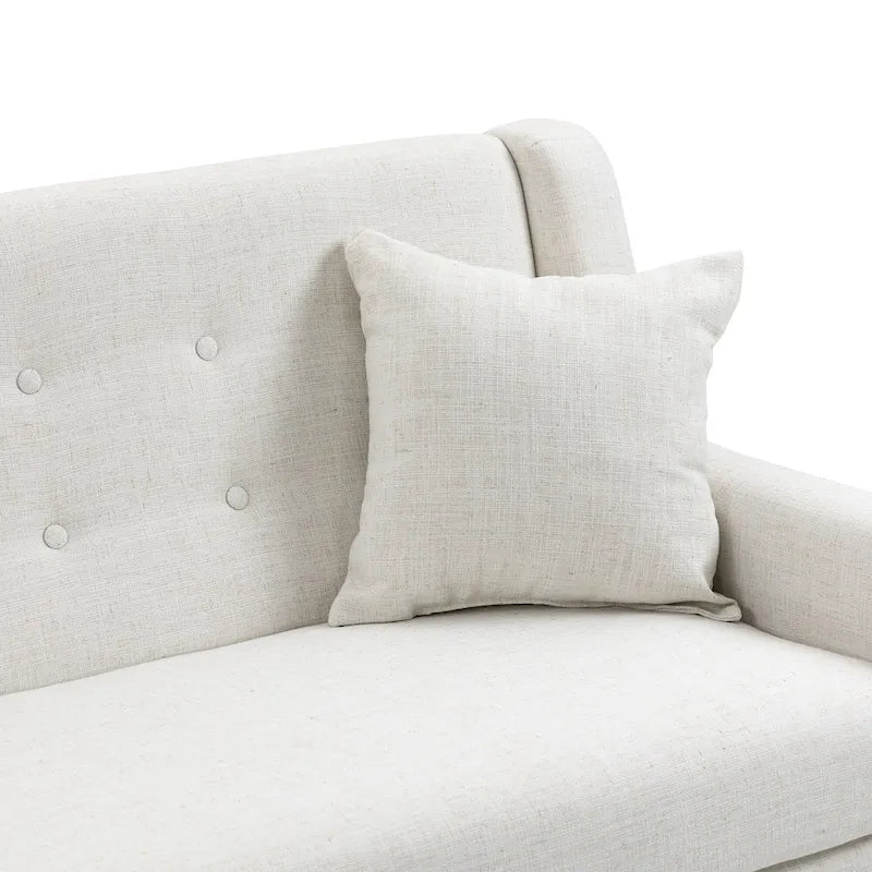 Modern Curved 63  Button Tufted Upholstered Loveseat with 2 Pillows